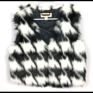 Michael Kors Houndstooth Faux Fur Vest